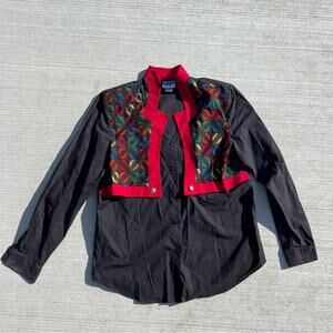 Vintage 80s 90s Cheyenne Outfitters Ladies Cape Duster Brushpopper Western Shirt